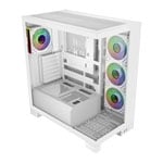 FSP M540 ARGB Dual Chamber Mid Tower Tempered Glass PC Gaming Case with 4x 120mm ARGB Fans White