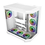 FSP U580 ARGB Dual Chamber Mid Tower Tempered Glass PC Gaming Case with 7x 120mm ARGB Fans White