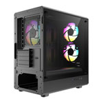 CiT Level 5 Black Micro-ATX Mesh PC Gaming Case with ARGB Fans