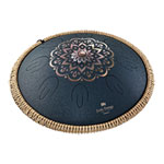 Meinl Sonic Energy Octave Steel Tongue Drum, Navy Blue, Engraved Floral Design, D Amara