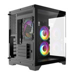 CiT DS240 Black Micro-ATX Tempered Glass PC Gaming Case with 3x Celsius Fans