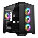 CiT DS360 Black Mid Tower Tempered Glass PC Gaming Case with 4x Celsius Fans