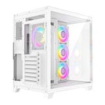 CiT DS360 White Mid Tower Tempered Glass PC Gaming Case with 4x Celsius Fans