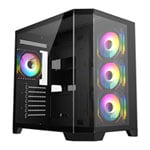 CiT DS360 Black Mid Tower Tempered Glass PC Gaming Case with 4x Pro Storm Fans