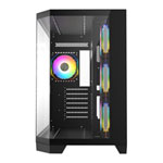 CiT DS360 Black Mid Tower Tempered Glass PC Gaming Case with 4x Pro Storm Fans