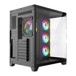 CiT DS360 Black Mid Tower Tempered Glass PC Gaming Case with 4x Pro Storm Fans