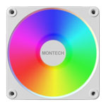 Montech GF120R V2 ARGB PWM 120mm Reverse Blade Fan 3 Pack with 6 Port Hub White
