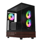 Thermaltake View 270 Plus WS ARGB Mid Tower Tempered Glass Gaming Case with Wooden Accents Black
