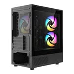 CIT F3 Black Mesh MicroATX PC Case with 3x ARGB Fans