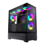 GameMax Vista Black Mid Tower Tempered Glass PC Gaming Case with 6x Infinity Fans