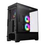 GameMax Vista Black Mid Tower Tempered Glass PC Gaming Case with 6x Infinity Fans