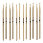 6 x Pairs ProMark Classic Forward 5B Hickory Drumstick, Oval Wood Tip