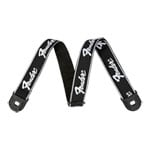 Fender Quick Grip Locking End Strap, Black with White Running Logo, 2"