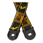 Fender Quick Grip Locking End Strap, Black/Yellow & Brown Monogram, 2"