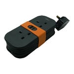 Tower 1.4 Metre Portable 2 Socket Travel Mains Extension Lead Black