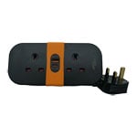Tower 1.4 Metre Portable 2 Socket Travel Mains Extension Lead Black