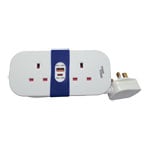 Tower 1.4 Metre Portable 2 Socket Travel Mains Extension Lead White