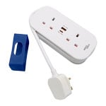 Tower 1.4 Metre Portable 2 Socket Travel Mains Extension Lead White