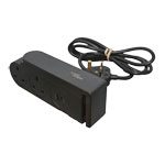 Tower Power 2 Gang Clip On Mains Extension Lead with 20W 1x USB A, 1x USB-C, 1.5m, Black