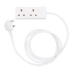 Tower 2 Metre 2 Socket Mains Extension Lead White