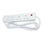 Scan 2 Metre 4 Socket Mains Extension Lead White