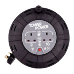 Tower 2 Metre 4 Socket Portable Cable Reel Black
