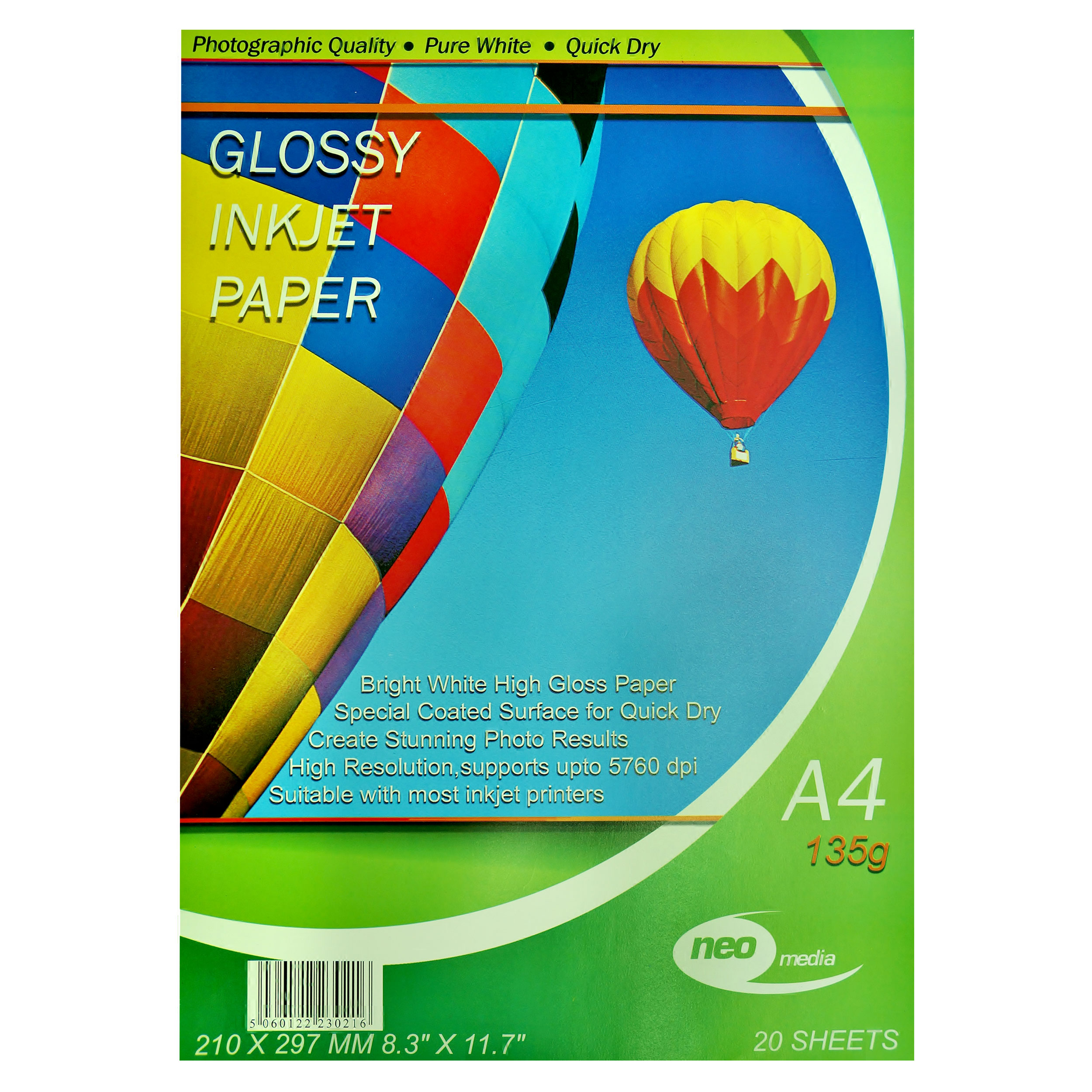 20 pack of A4 135gsm Gloss Photo paper LN47279 NEO 135 GLOSS A4 SCAN UK