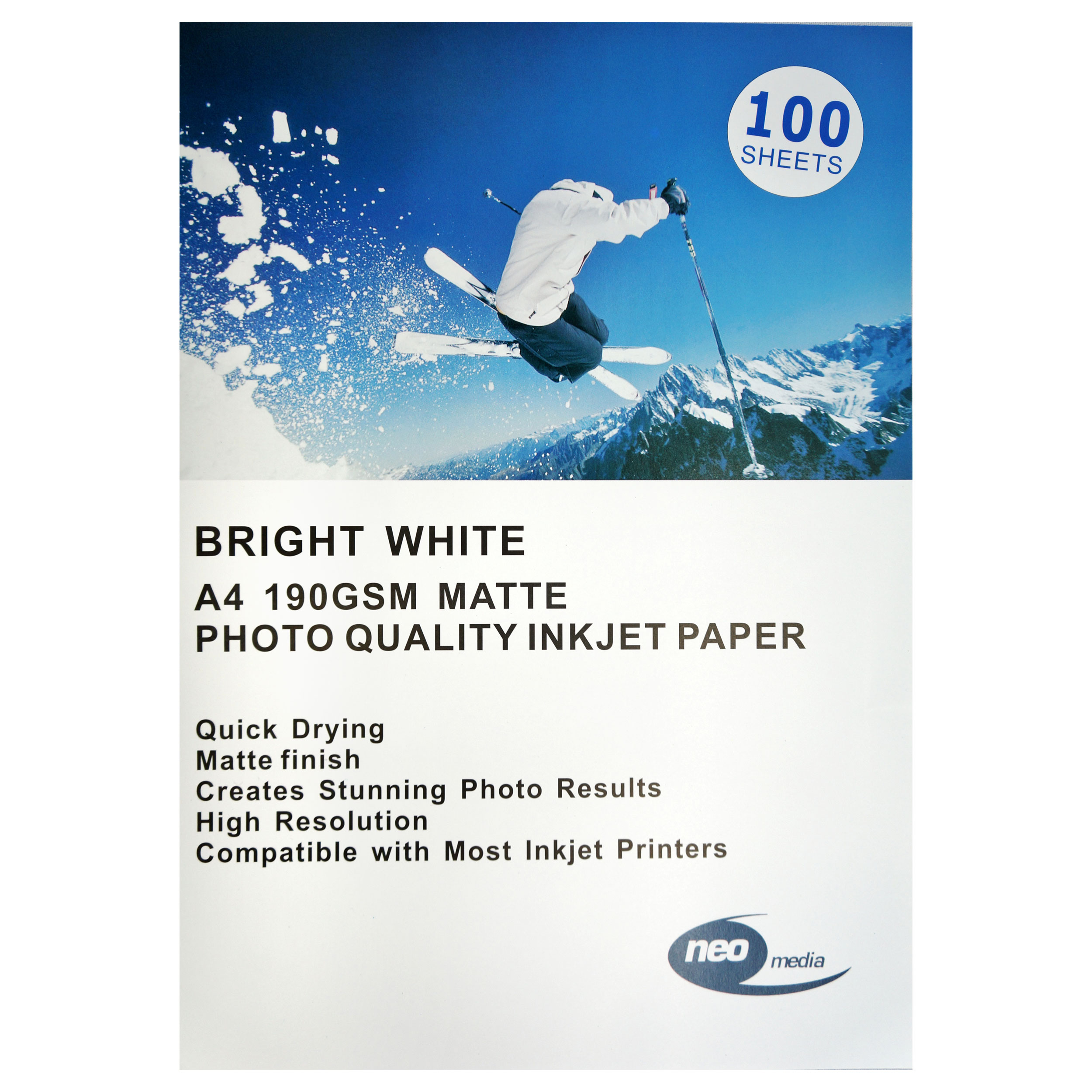 100 pack of A4 190gsm Matt Photo paper LN47283 190gsm A4 Photo Matt