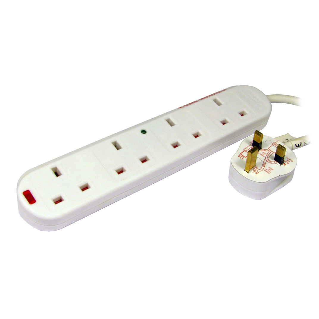 4 Way Plug Extension Block With Surge Protection 3m Cable LN60760 RB