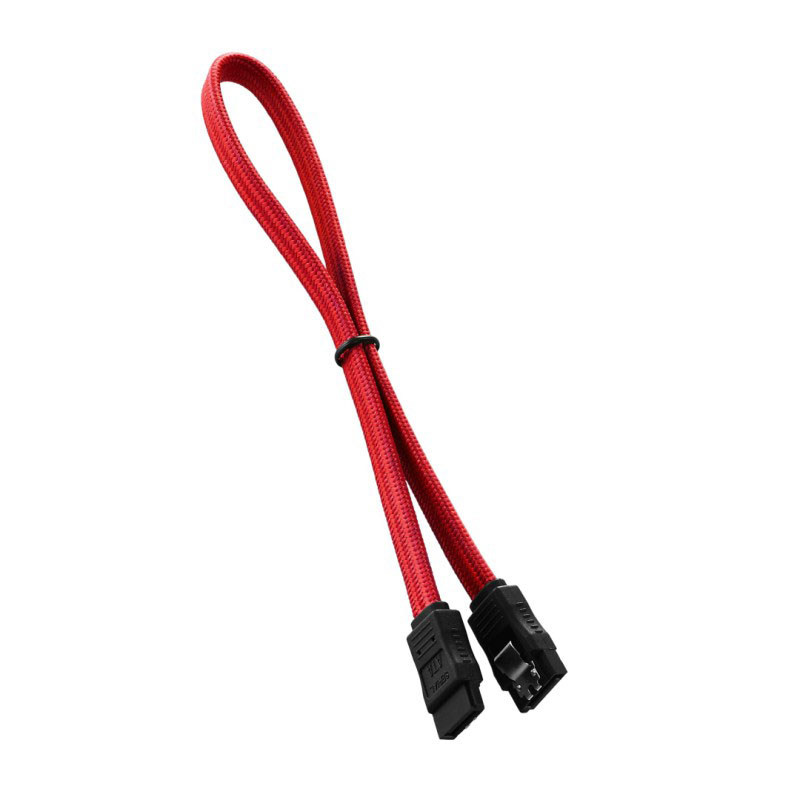 Red SATA 3 Braided cable from CableMod LN70789 CMCABSATA30KRR SCAN UK
