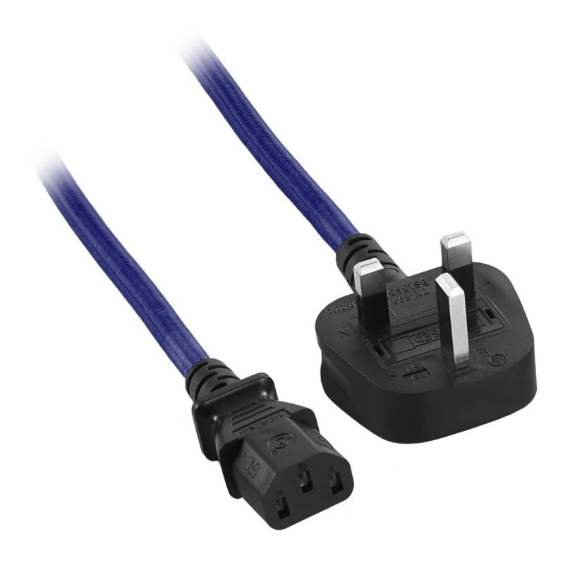 CableMod Blue ModFlex 2M Braided UK PC Power Cable/Lead C13 to UK Plug LN74638 CMCABPWUK