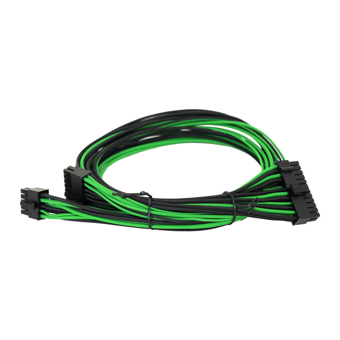 Green/Black Sleeved Cables for EVGA 750850 G2/P2/T2 PSU/Power Supplies