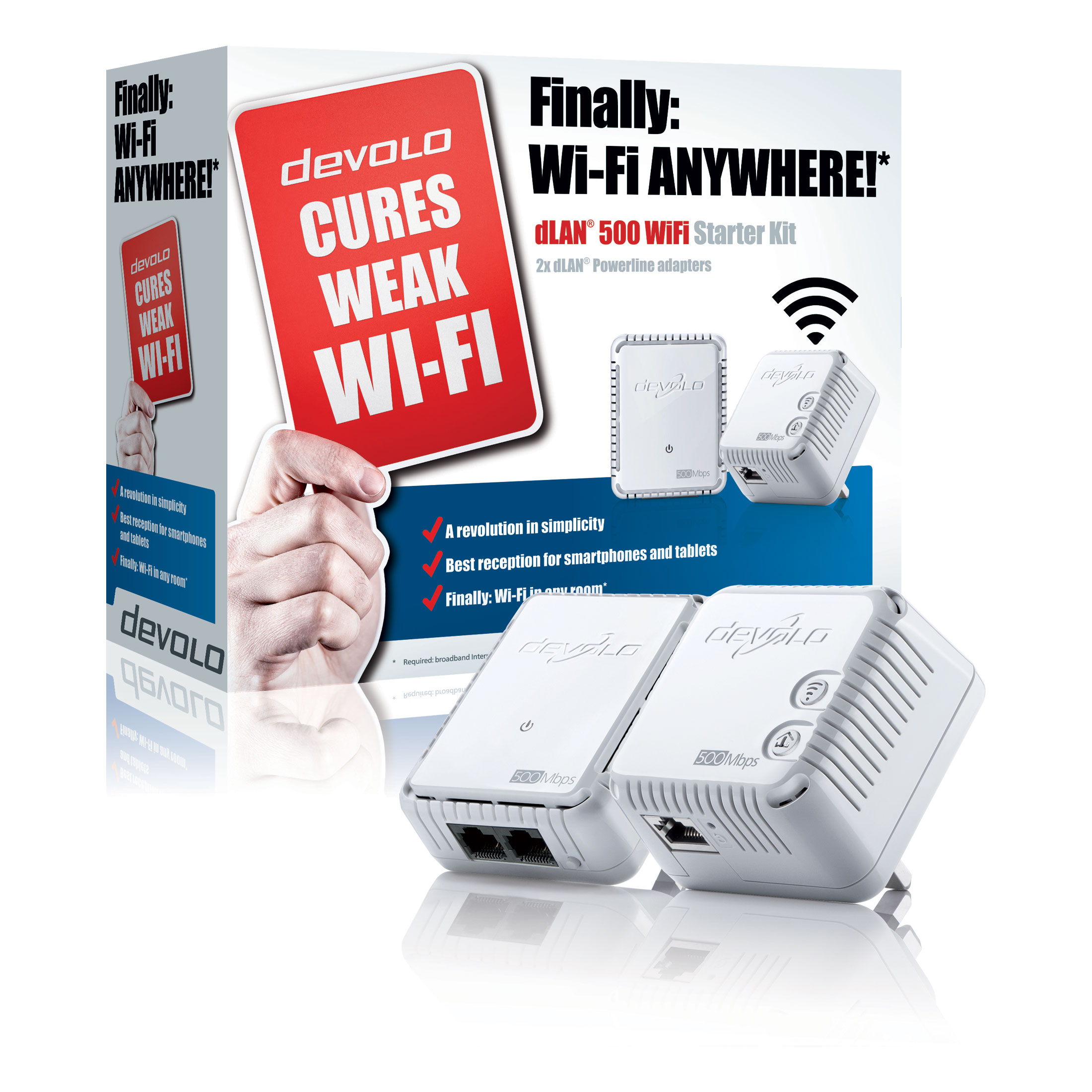 Devolo 9085 dLAN Powerline 500 WiFi Dual Pack Starter Kit LN76655 | SCAN UK