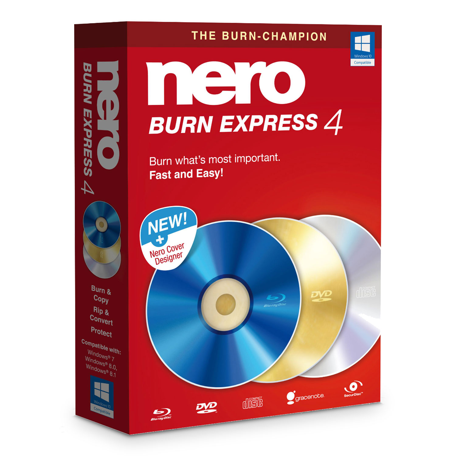 Nero Burn Express 4 2019 CD/DVD Bluray Burn Software Windows LN100095