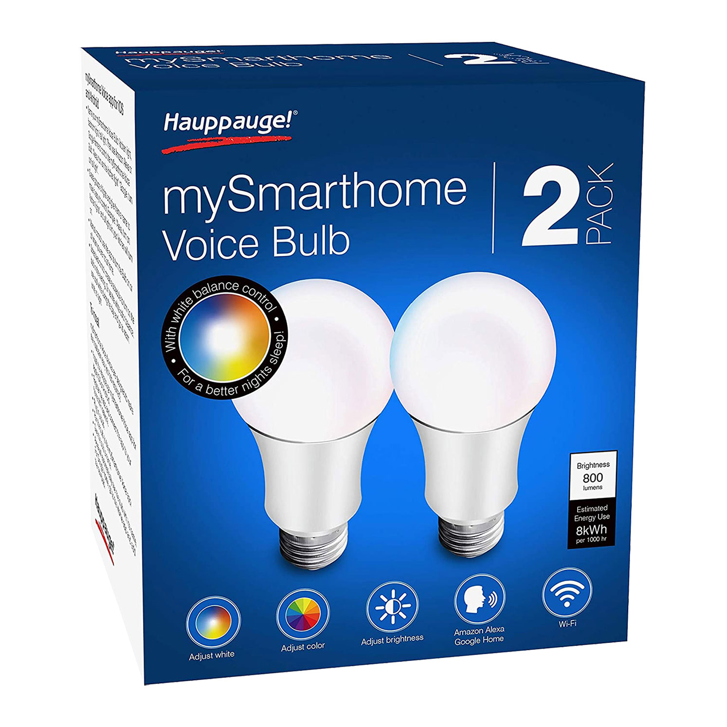 mySmarthome Voice 01654 Smart LED Color Bulb (Pack of 2) White
