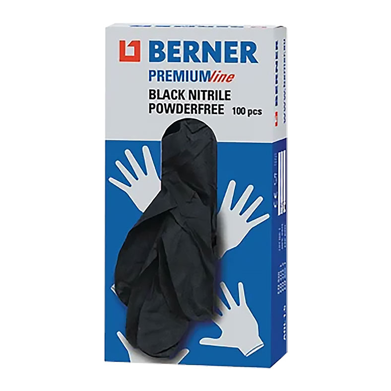 Berner Premium Nitrile Cloves Large, 50 Pairs (100pcs) Ambidextrous