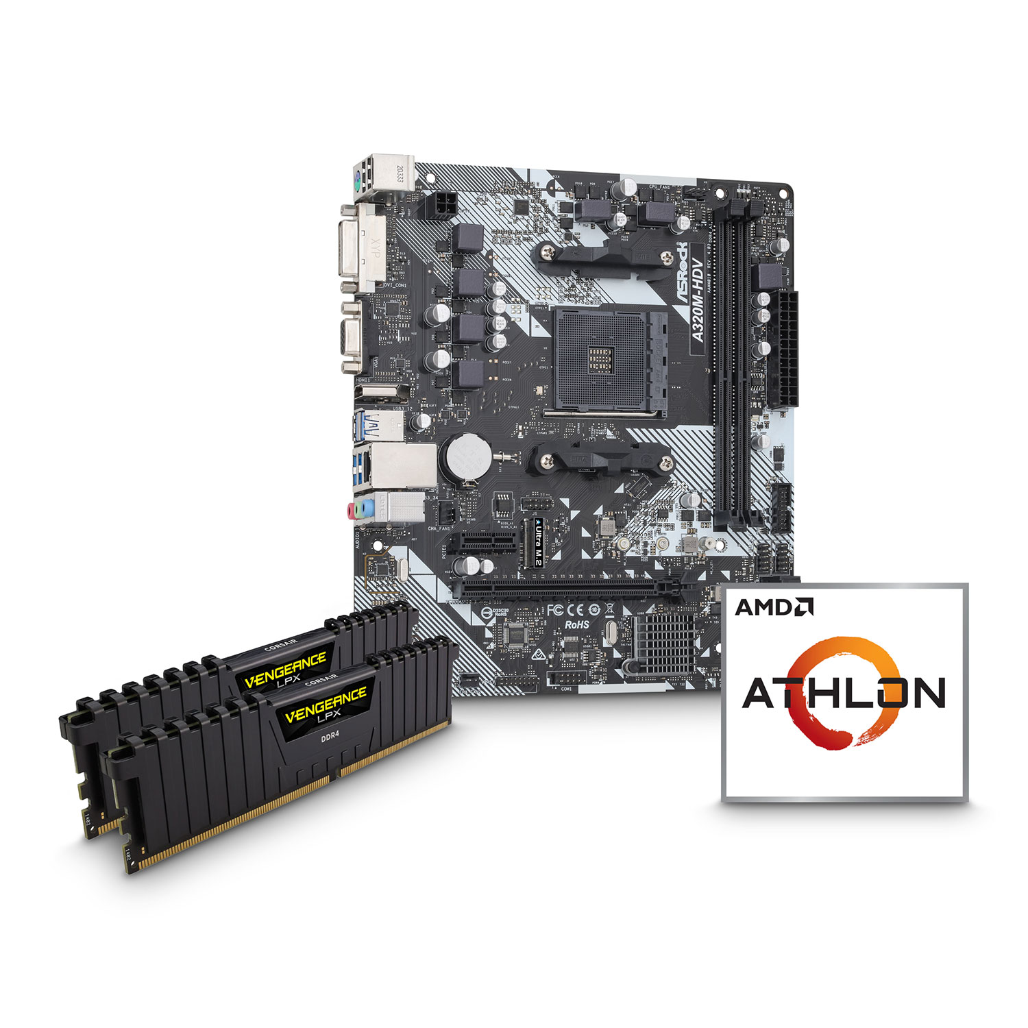 AMD Athlon 3000G CPU, ASRock A320MHDV R4.0 Motherboard & 8GB DDR4 RAM