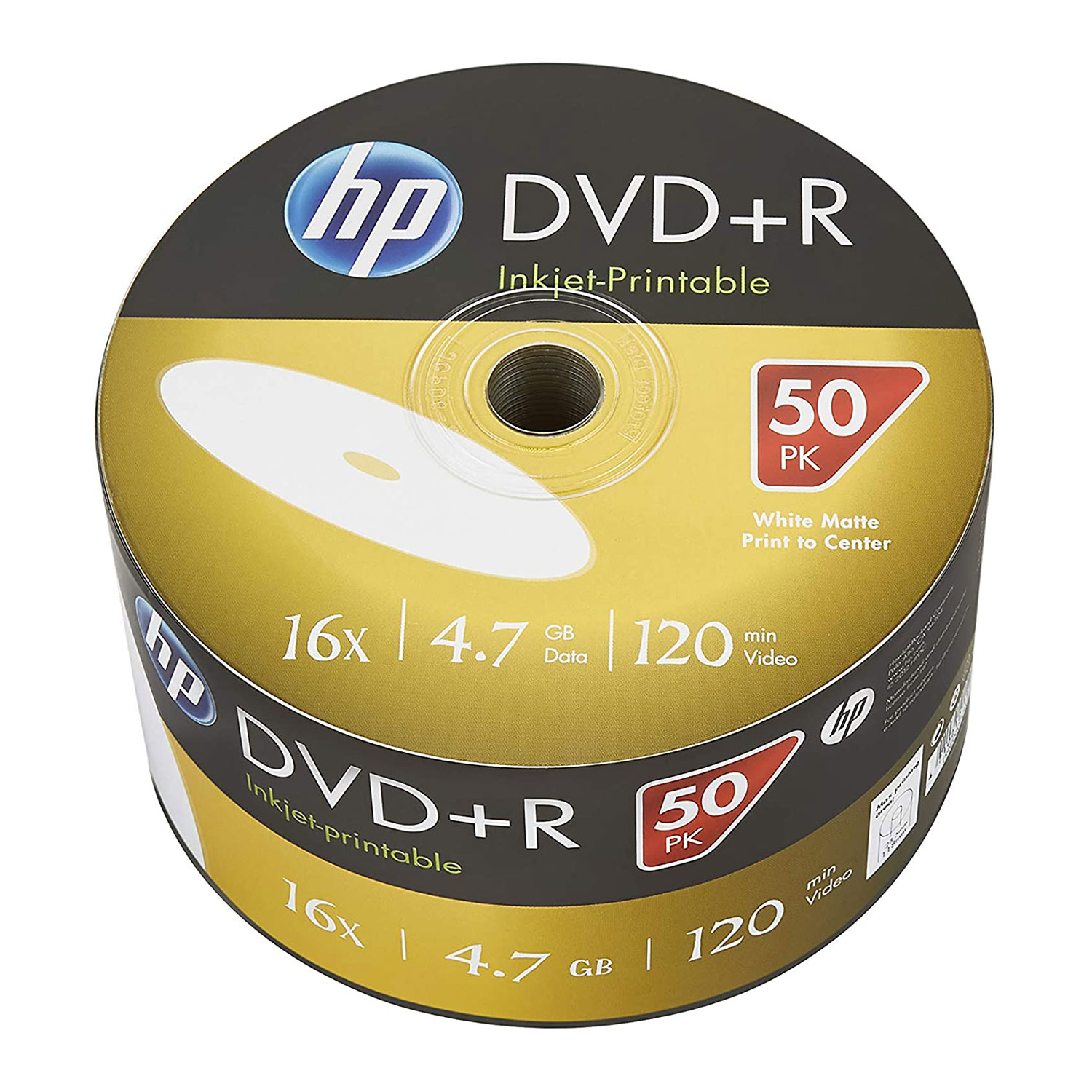 HP DVD+R 4.7GB Single Layer Full Face Printable 50pcs LN118543 - 69304 ...