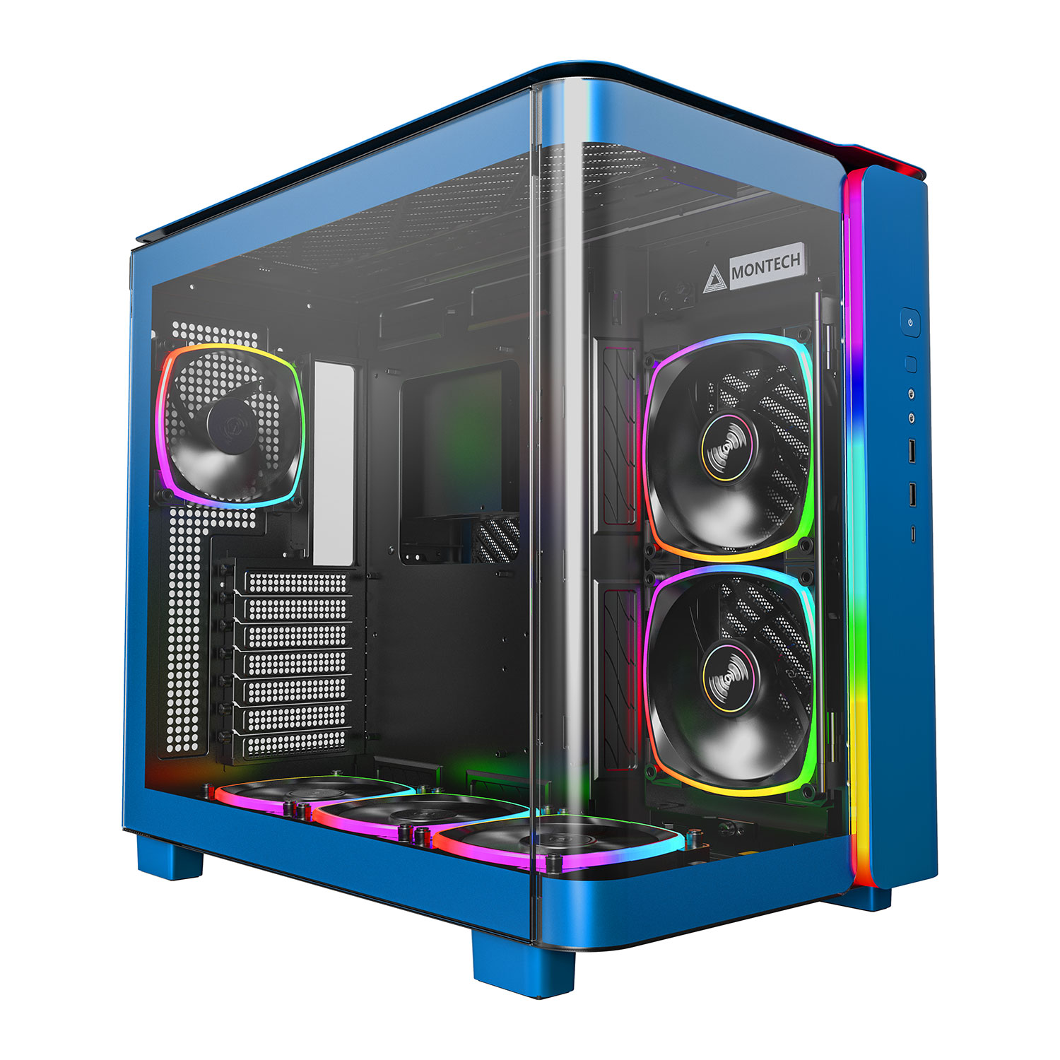 Montech KING 95 PRO Blue Mid Tower Open Box PC Case LN146617 - KING 95 ...
