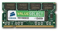 Corsair Memory Value Select 512MB DDR SO-DIMM Unbuffered Single Channel Desktop