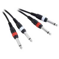 1m Adam Hall Twin Channel Audio Cable 2x 6.3mm Male Mono Jack to 2x 6.3mm Male Mono Jack