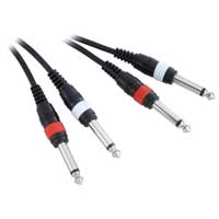 3m Adam Hall Twin Channel Audio Cable 2x 6.3mm Male Mono Jack to 2x 6.3mm Male Mono Jack