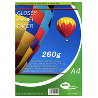 20 pack of A4 260gsm Gloss Photo paper
