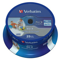 Verbatim 43811 25pcs Cakebox BD-R SL Datalife 25GB 6x Inkjet Printable