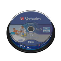 Verbatim 6x Speed Printable Blu-Ray Disc 25GB 10 pack cake box from Verbatim 43804