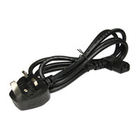 Right Angle 1.8m UK Mains Power Cord/Cable - Black