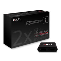 Club3D CSV-5200 1 to 2 Port DisplayPort 1.2a MST Hub, 2x DisplayPort Output or 2x Dual Link DVI Ports