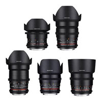 Samyang Canon VDSLR Digital Camera MKII Cine Lens Kit with 5 lenses and case