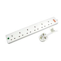 Scan 5m 6 Gang Extension Lead w/ Surge Protection - White