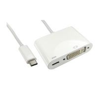 15cm USB Type C - DVI Adaptor, Supports DisplayPort 1.2 Alt-mode, Supports HDCP, Supports USB-C input and DVI output